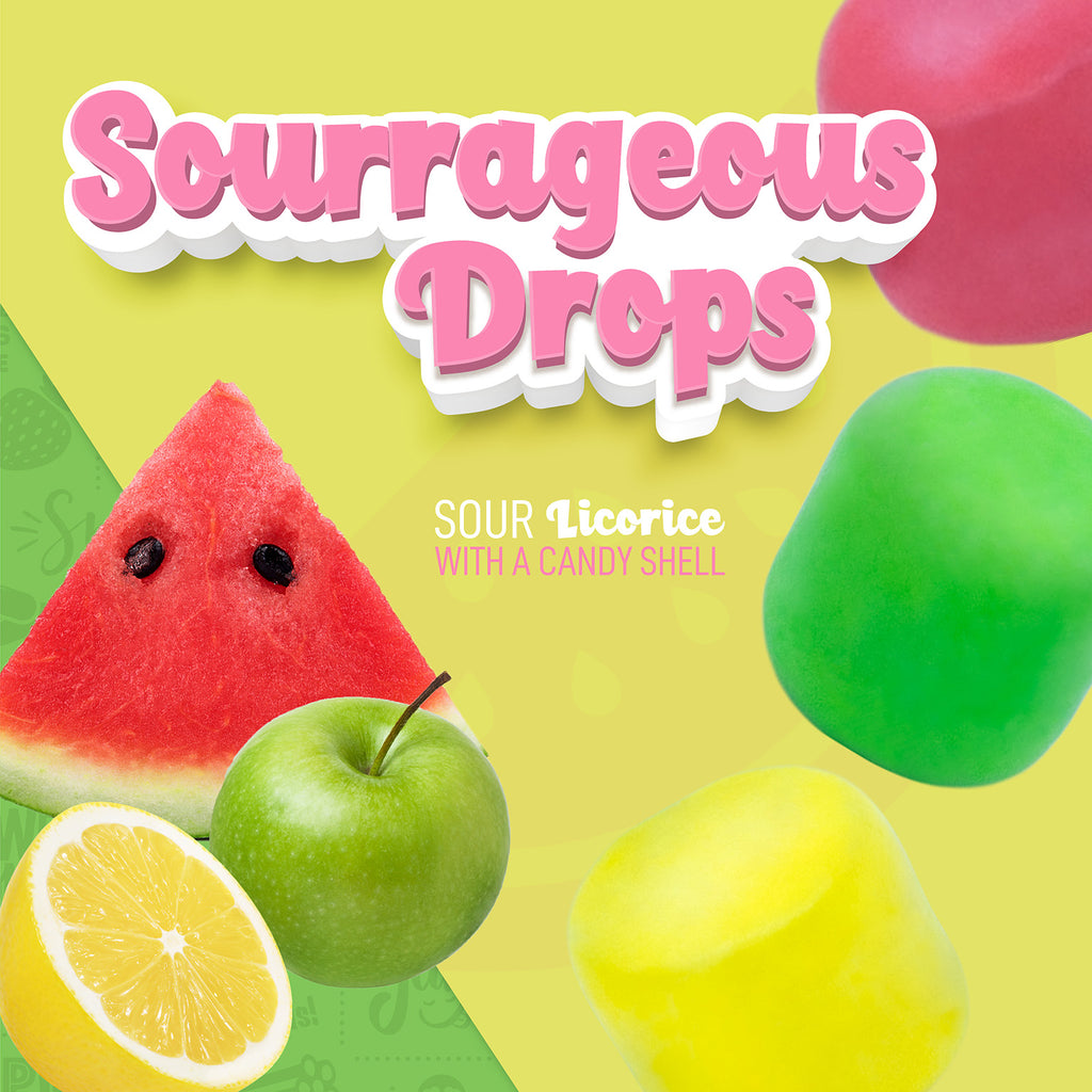 Sourrageous Drops Sour Licorice with a Candy Shell
