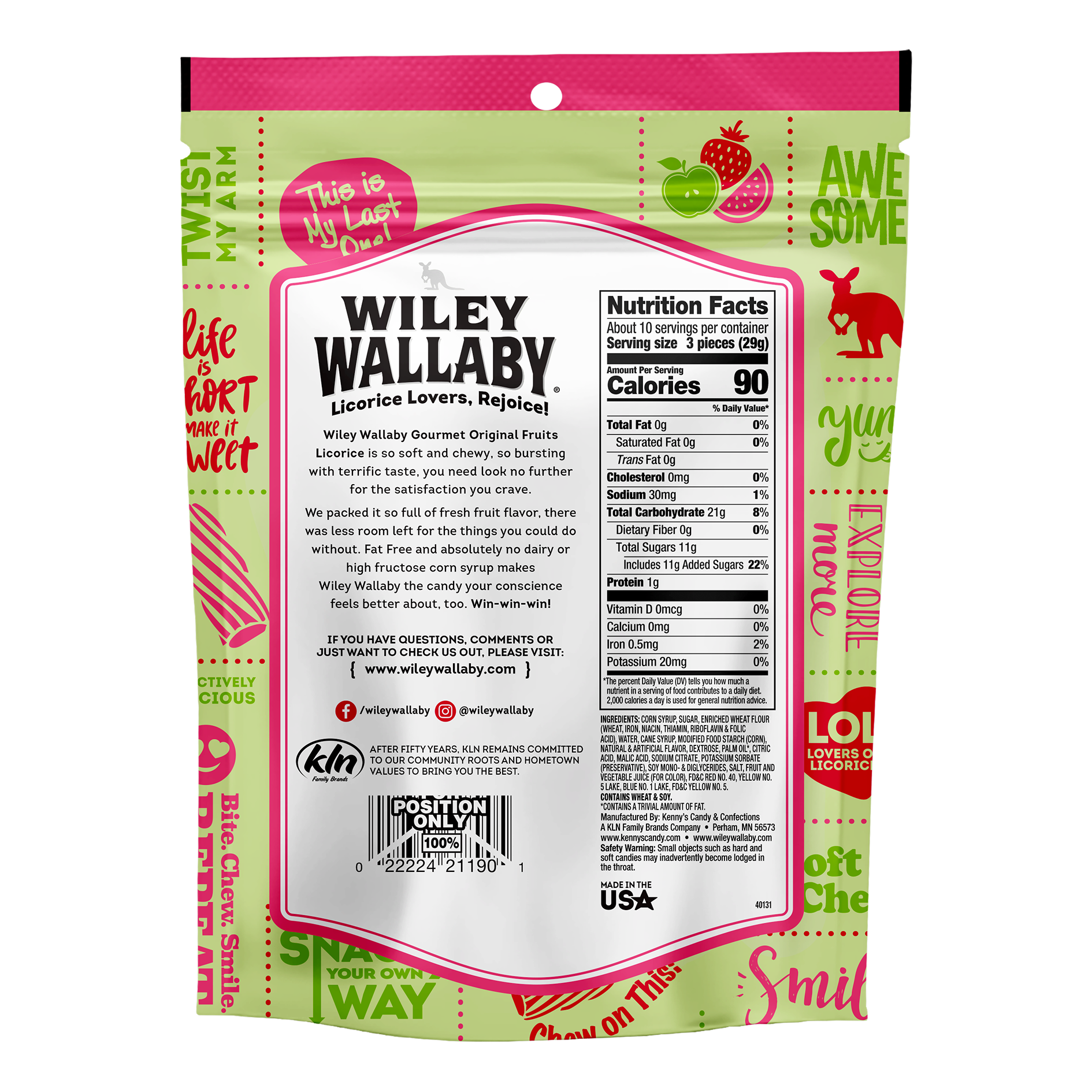 Wiley Wallaby Original Fruits Licorice - bag back