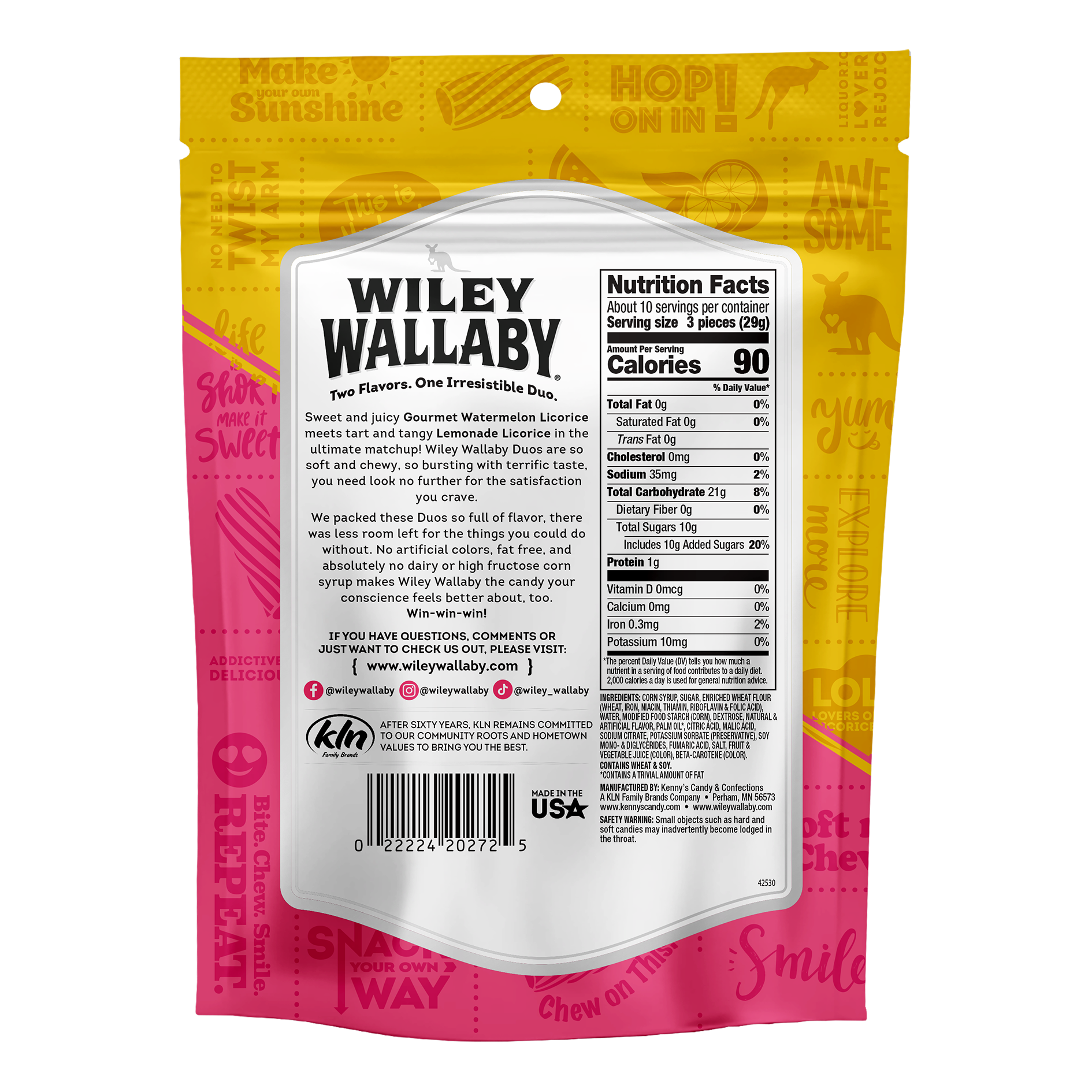 Wiley Wallaby Duos - Watermelon & Lemonade (bag back)