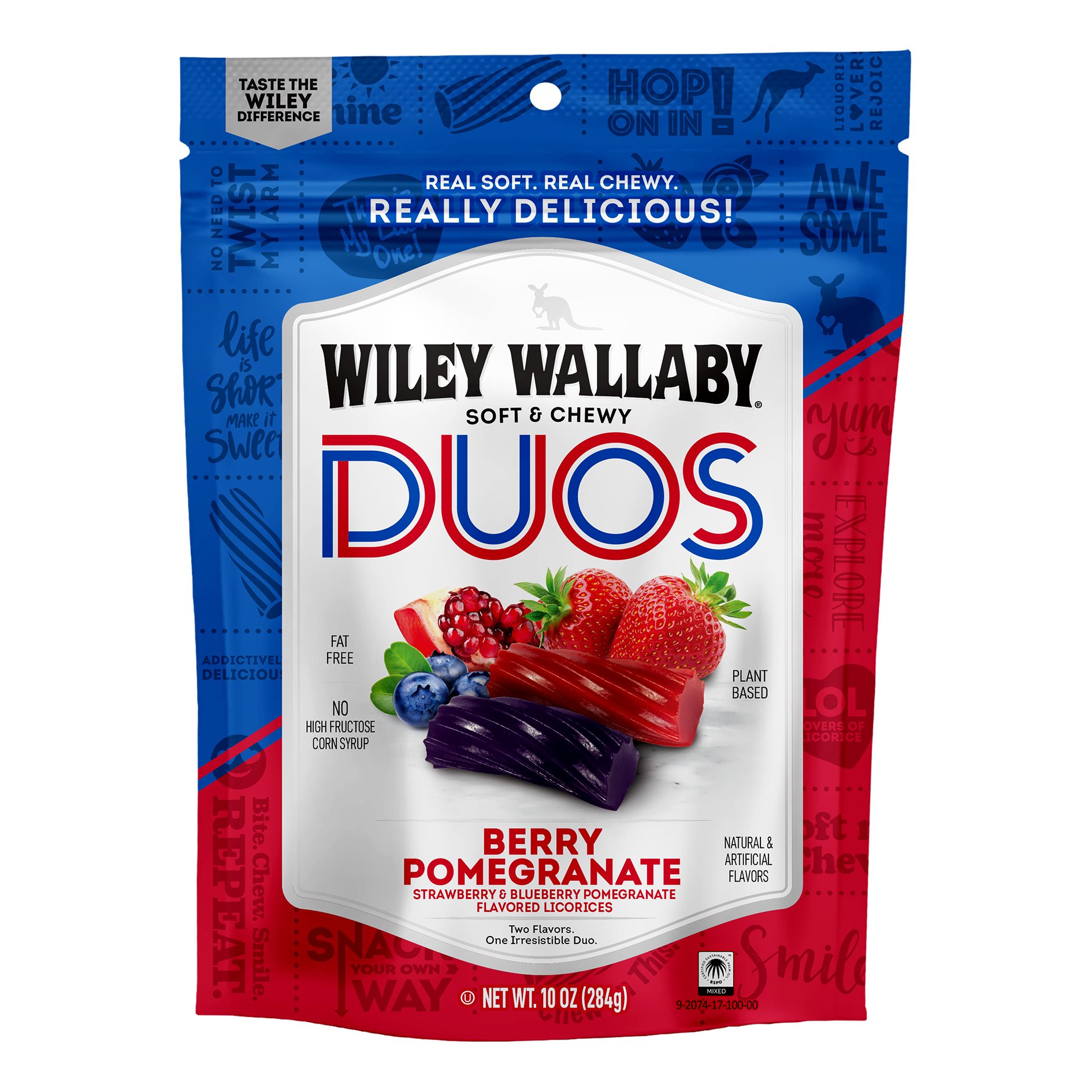Wiley Wallaby Duos - Berry & Pomegranate (bag front)