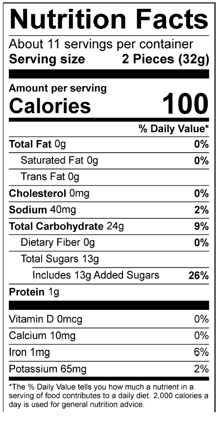 Wiley Wallaby Twists - Classic Red - Nutrition Facts