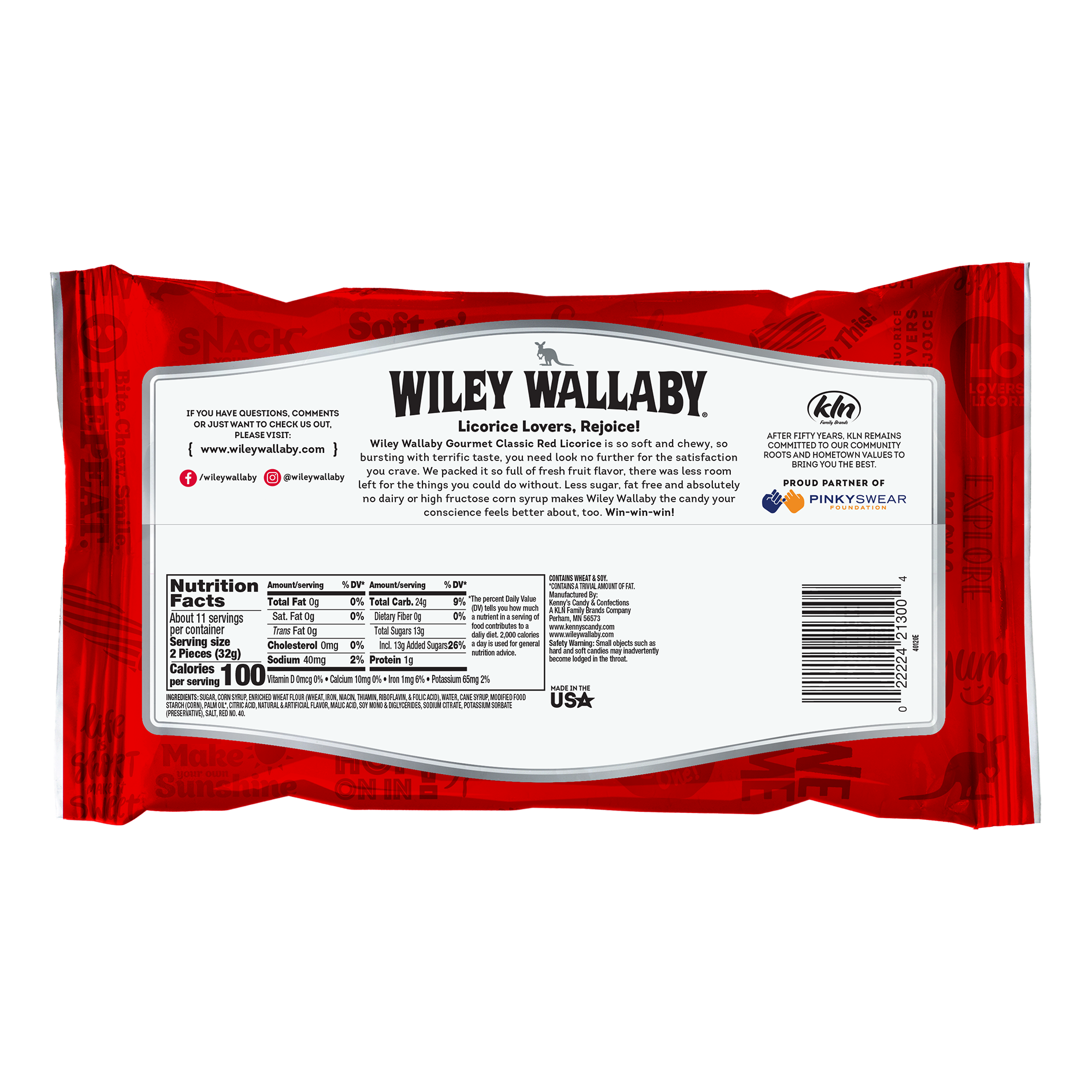 Wiley Wallaby Twists - Classic Red (bag back)