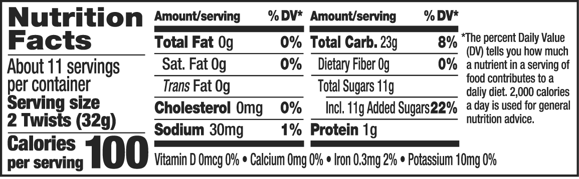 Wiley Wallaby Twists - Triple Berry - Nutrition Facts