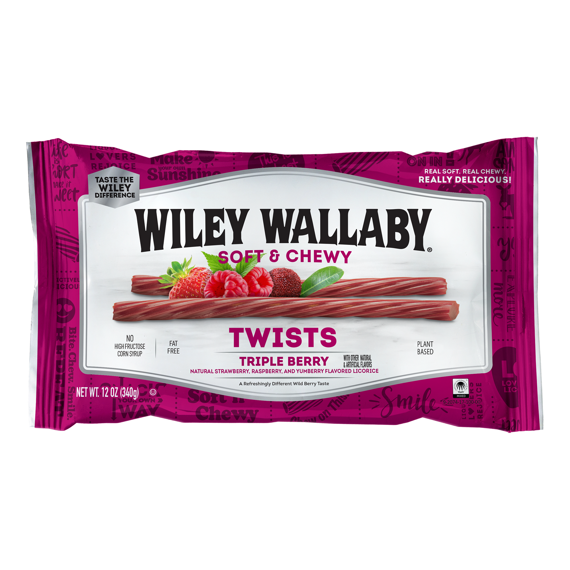 Wiley Wallaby Twists - Triple Berry (bag front)