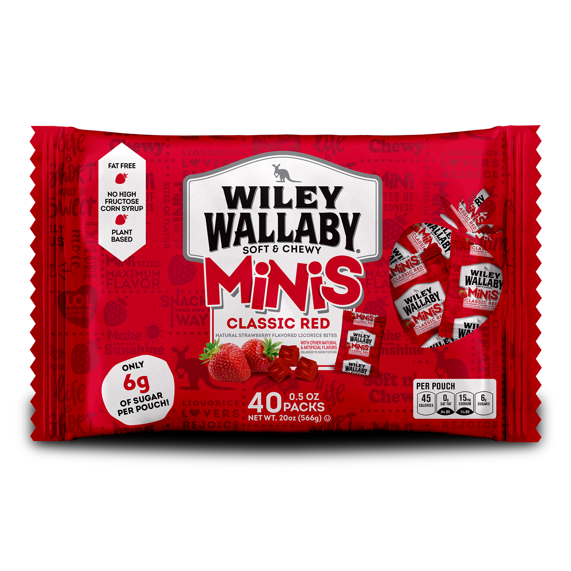 Wiley Wallaby Minis - Classic Red - 40 pack bag front
