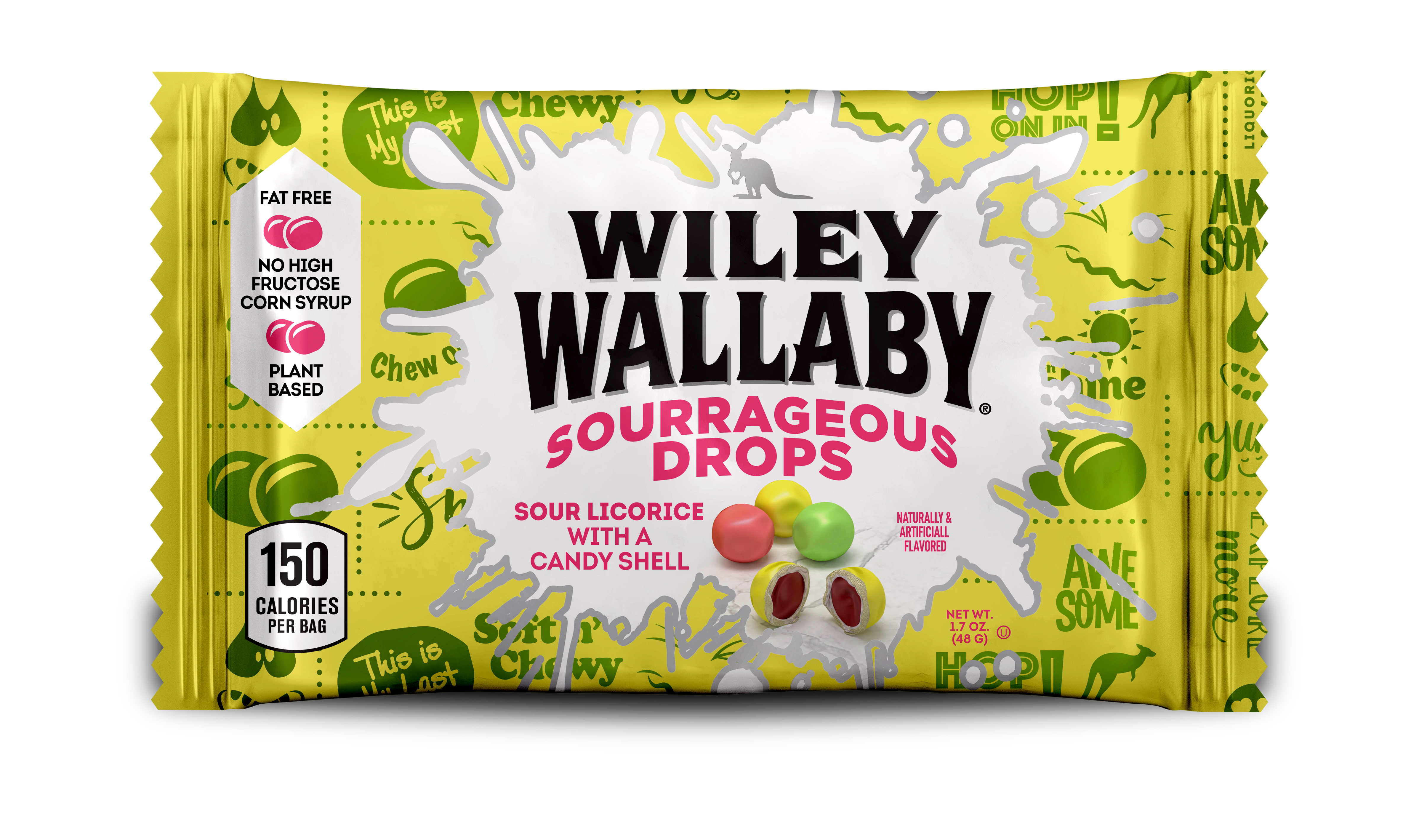 Wiley Wallaby Minis - Sourrageous Drops (bag front)