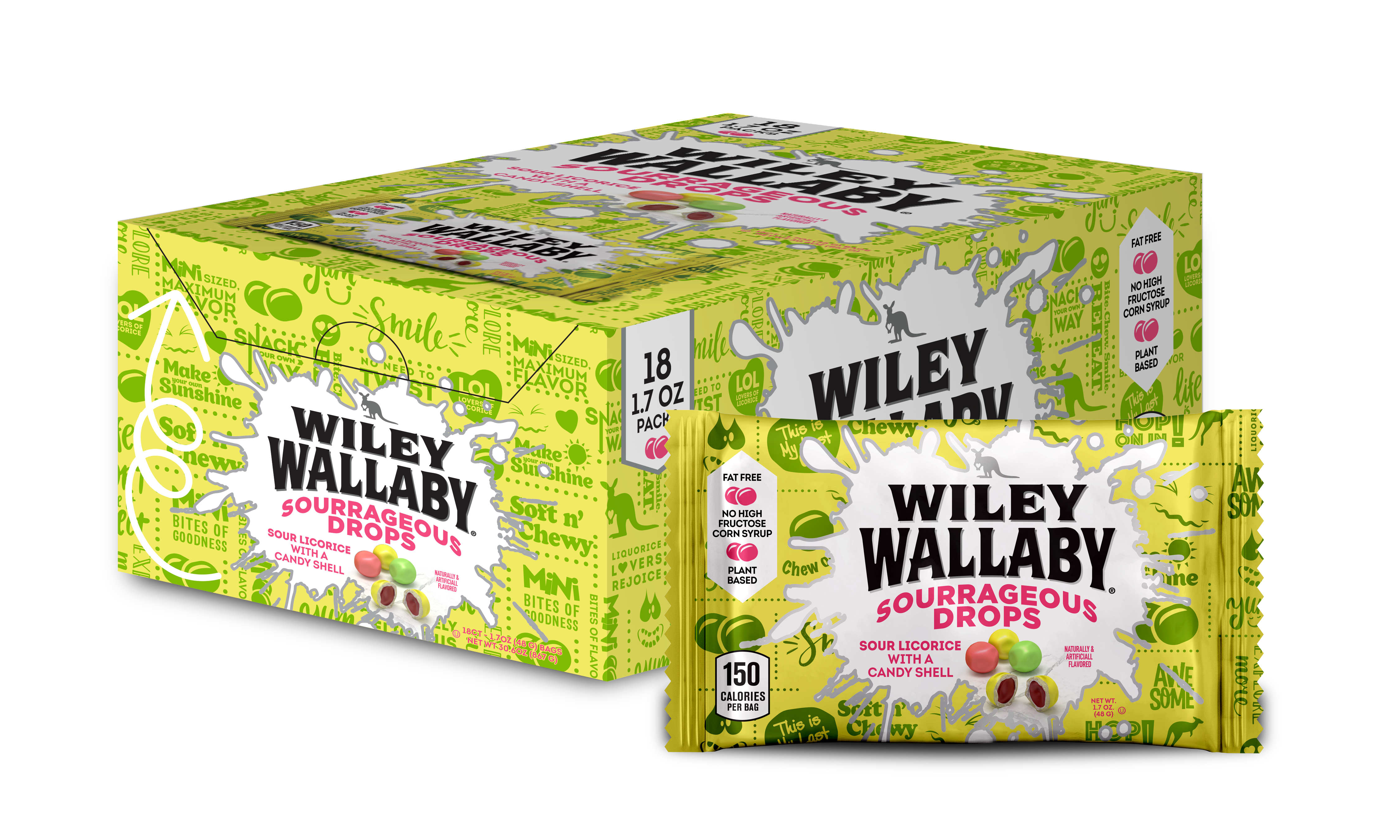 Wiley Wallaby Minis - Sourrageous Drops (carton)