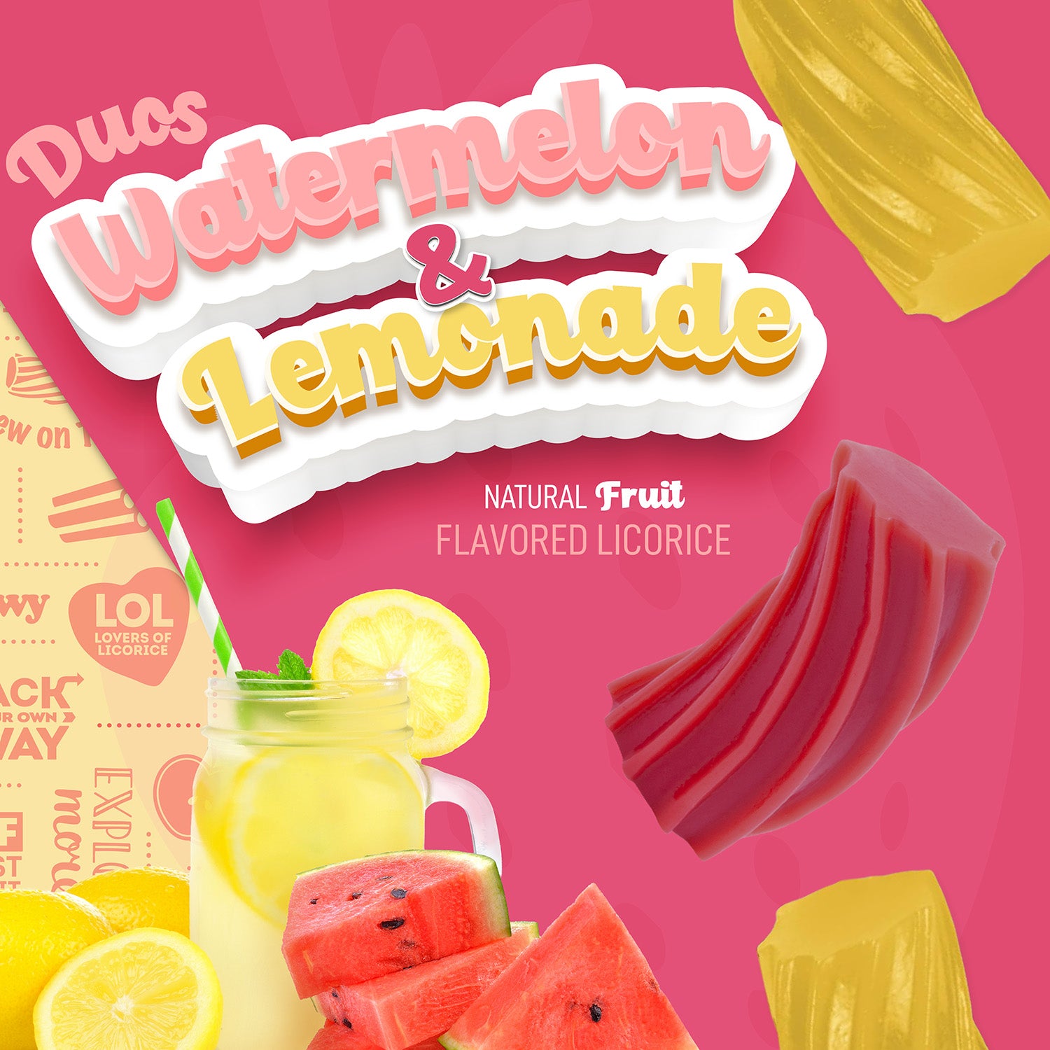 Duos Watermelon & Lemonade - Natural Fruit Flavored Licorice