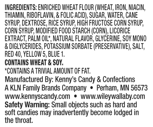 Wiley Wallaby Classic Black Licorice: Ingredients