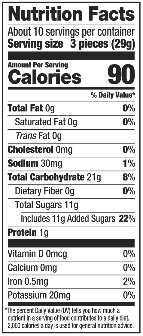 Wiley Wallaby Original Fruits Licorice - Nutrition Facts