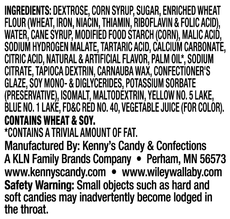 Wiley Wallaby Sourrageous Drops - Ingredients