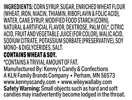 Wiley Wallaby Blasted Berry Licorice: Ingredients