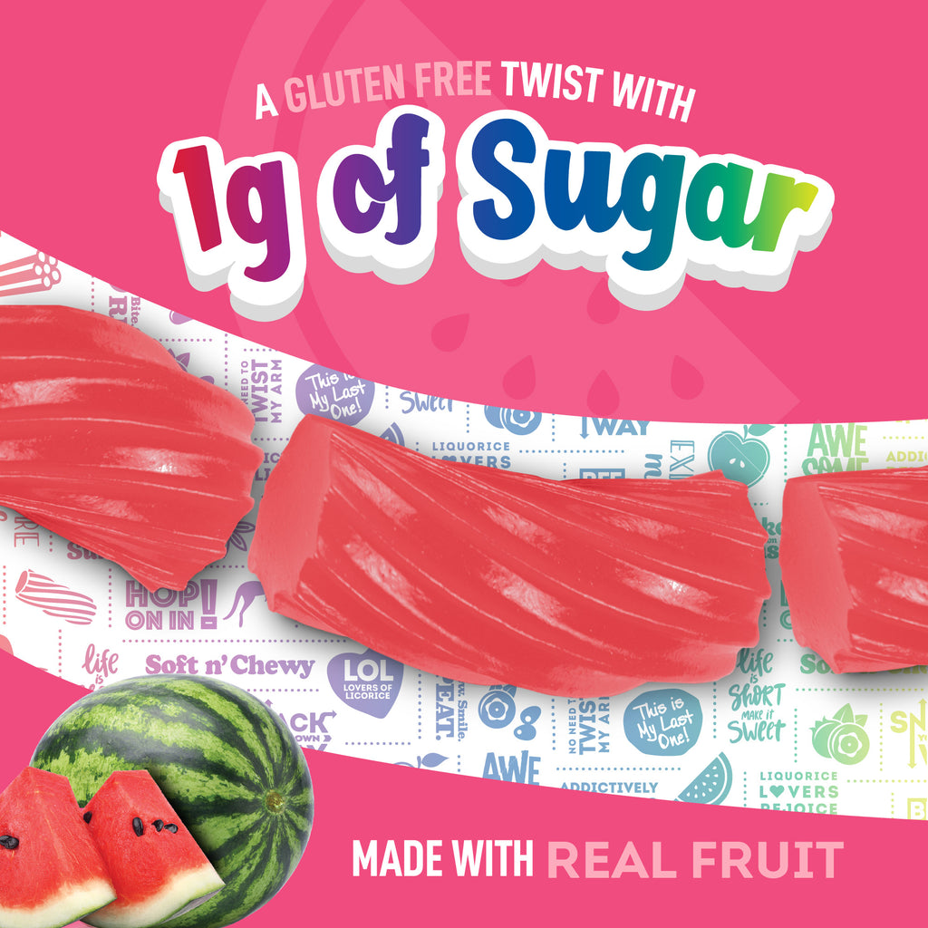 A gluten free twist with 1g of sugar / Made with Real Fruit