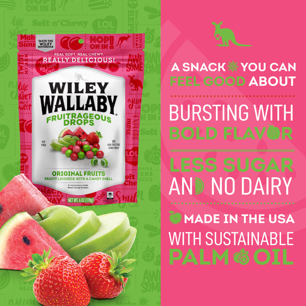 A SNACK YOU CAN FEEL GOOD ABOUT / BURSTING WITH BOLD FLAVOR / LESS SUGAR AND NO DAIRY / MADE IN THE USA WITH SUSTAINABLE PALM OIL