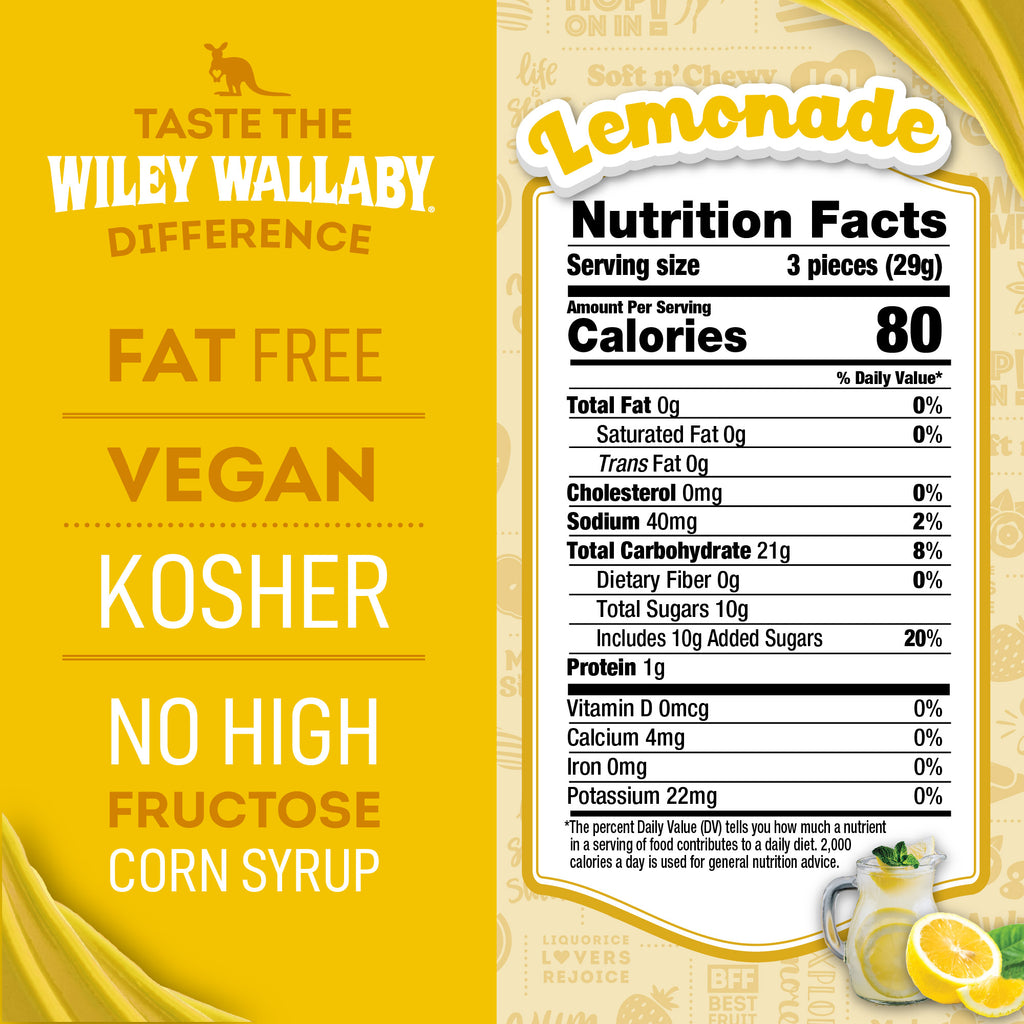 Taste the Wiley Wallaby Difference: fat free, vegan, kosher, no high fructose corn syrup