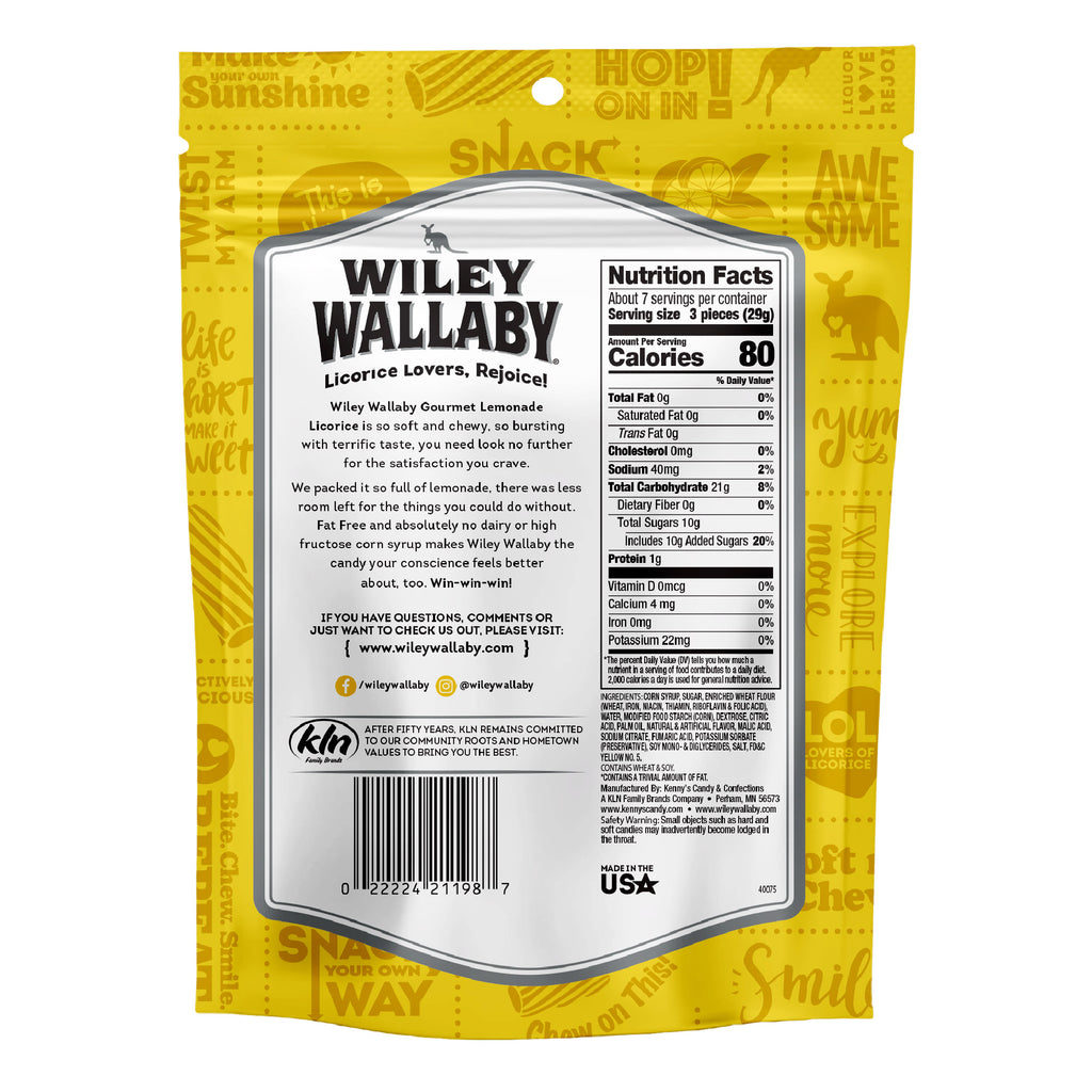 Wiley Wallaby Lemonade licorice - bag back
