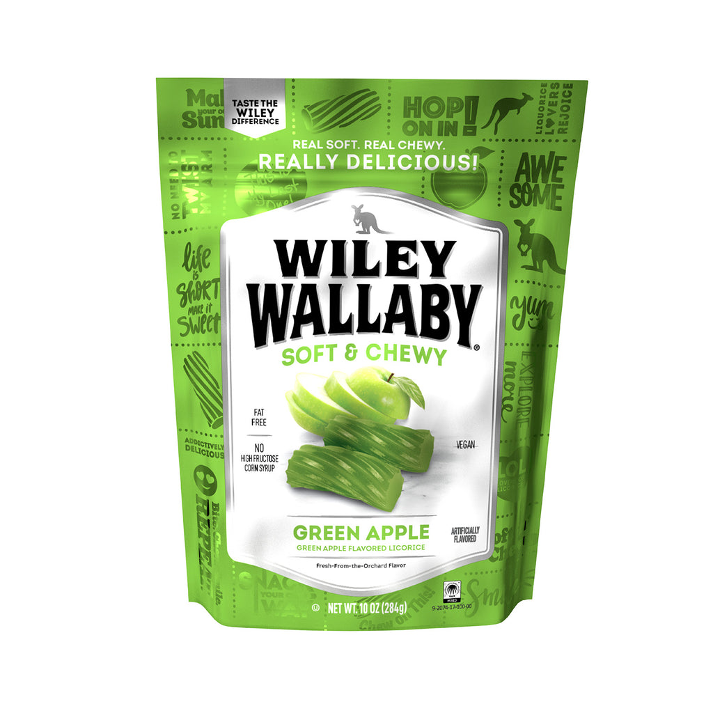 Wiley Wallaby Green Apple Licorice - bag front